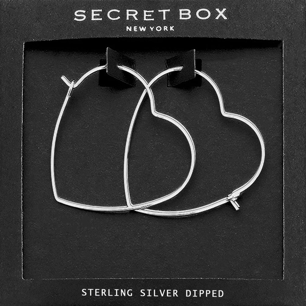 SECRET BOX_Sterling Silver Dipped Heart Hoop Earrings