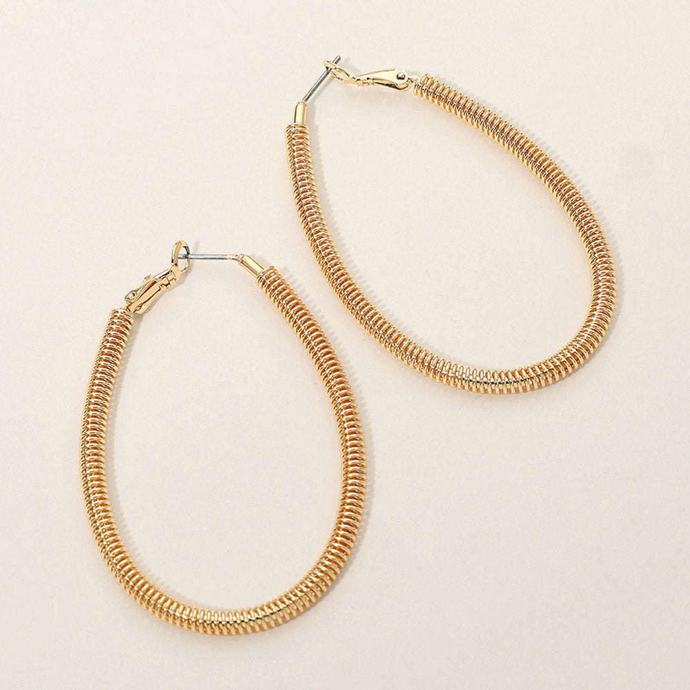 Madeline Love Gold Gold Dipped Textured Metal Oval Hoop Earrings