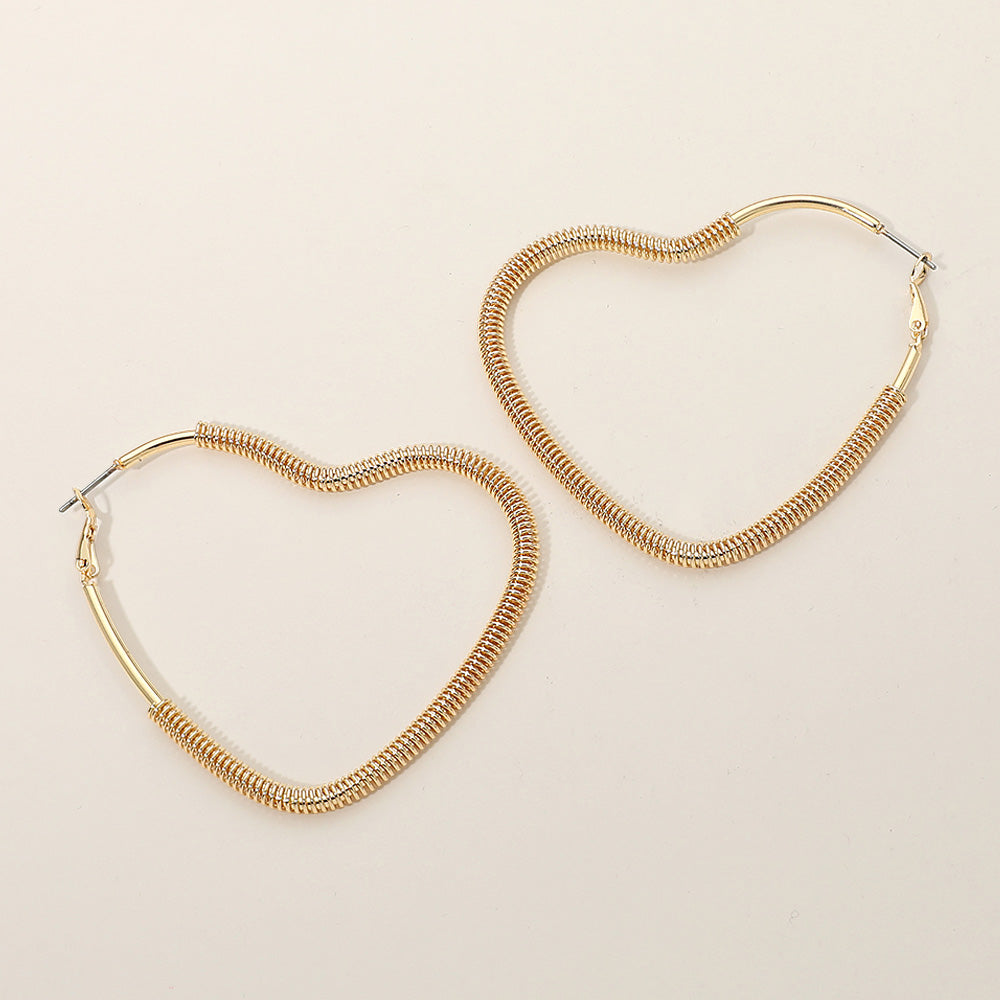 Madeline Love Gold Gold Dipped Textured Metal Heart Hoop Earrings