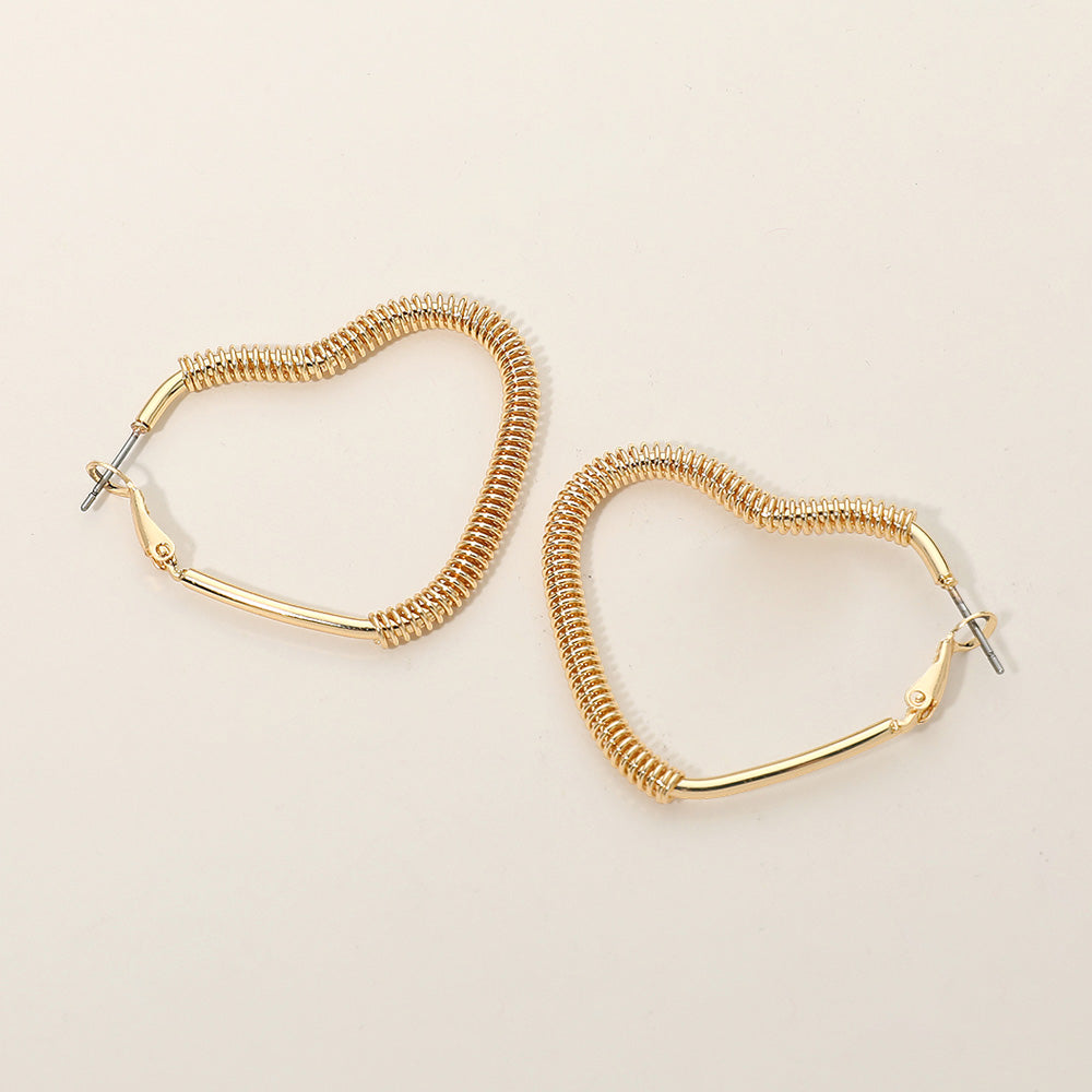 Madeline Love Gold Gold Dipped Textured Metal Heart Hoop Earrings