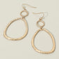Madeline Love Worn Gold Textured Metal Organic Open Oval Link Drop Earrings