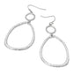 Madeline Love Worn Silver Textured Metal Organic Open Oval Link Drop Earrings - desc
