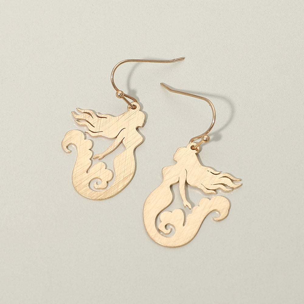 Madeline Love Worn Gold Mermaid Silhouette Drop Earrings
