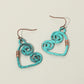 Madeline Love Copper Burnished, Patina Verdigris Swirl Heart Charm Drop Earrings