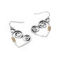 Madeline Love Silver Burnished, Two Tone Swirl Heart Charm Drop Earrings - desc
