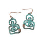 Madeline Love Copper Burnished, Patina Verdigris Boho Geometric Metal Swirl Drop Earrings - desc