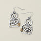 Madeline Love Silver Burnished, Two Tone Boho Geometric Metal Swirl Drop Earrings
