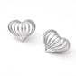 Madeline Love Rhodium, White Gold White Gold Dipped Sculpted Heart Cage Stud Earrings - desc