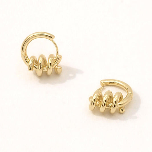 Madeline Love Gold 14K Gold Dipped Spiral Wrap Huggie Hoop Earrings