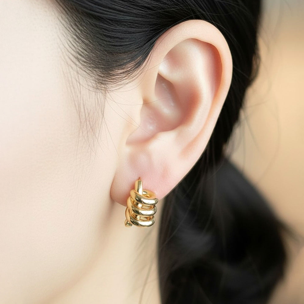 Madeline Love Gold 14K Gold Dipped Spiral Wrap Huggie Hoop Earrings - extra