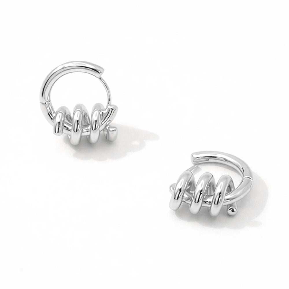 Madeline Love Rhodium, White Gold White Gold Dipped Spiral Wrap Huggie Hoop Earrings - desc