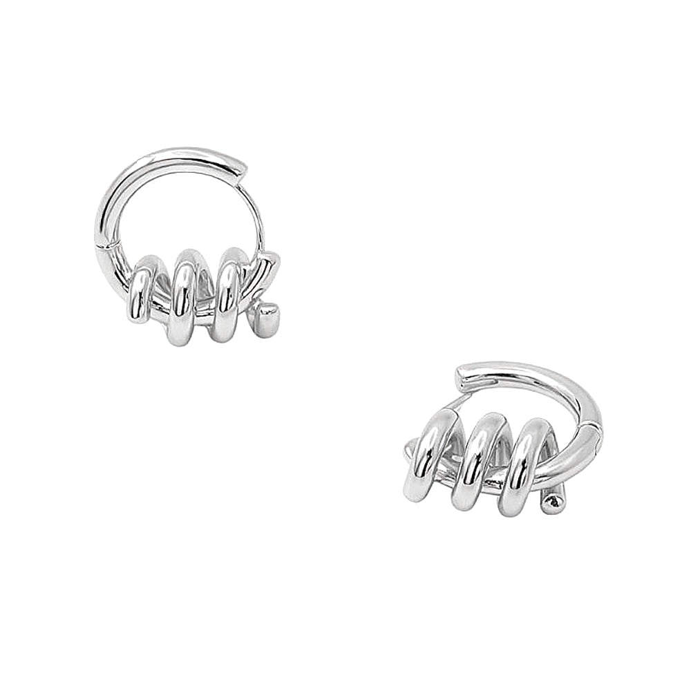 Madeline Love Rhodium, White Gold White Gold Dipped Spiral Wrap Huggie Hoop Earrings - extra