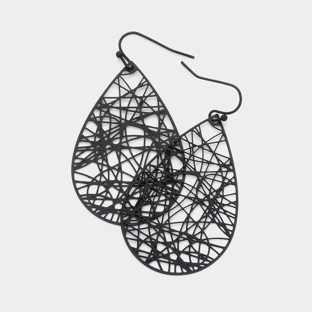 Madeline Love Black Brass Metal Teardrop Dangle Earrings