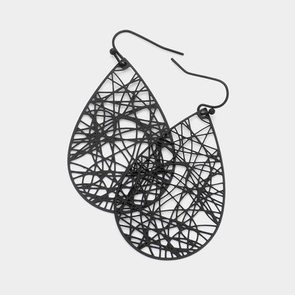 Madeline Love Black Brass Metal Teardrop Dangle Earrings