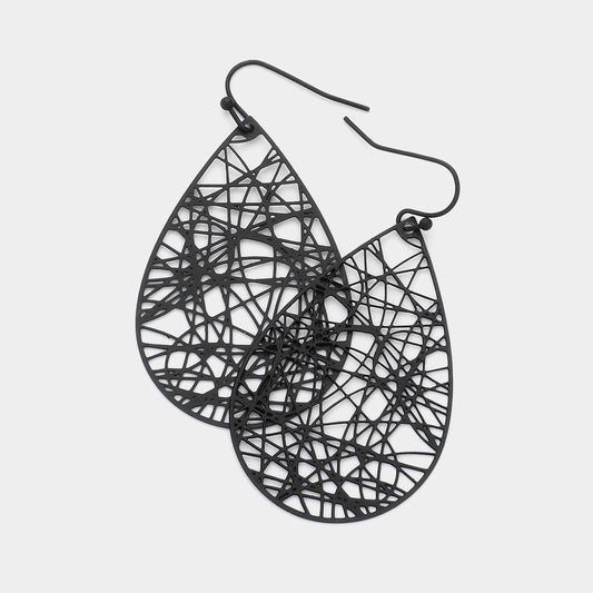Madeline Love Black Brass Metal Teardrop Dangle Earrings