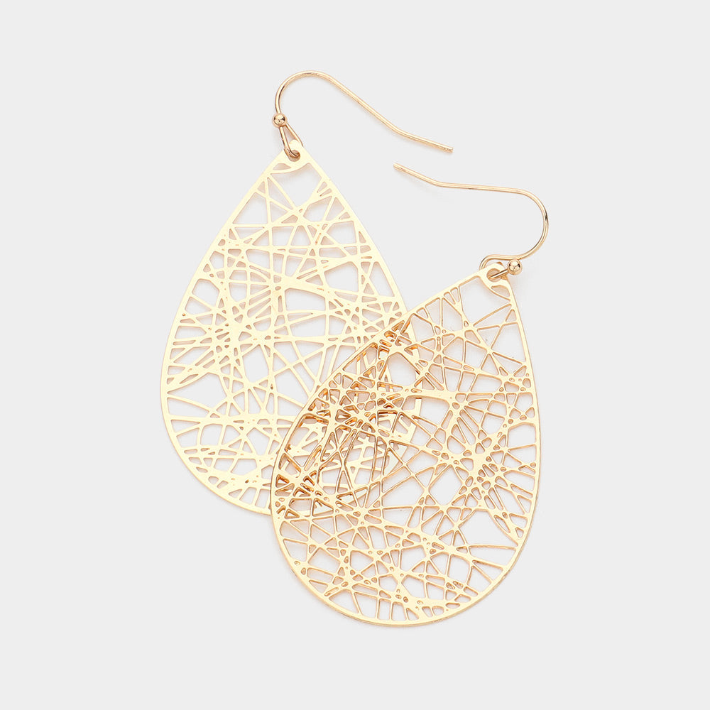 Madeline Love Gold Brass Metal Teardrop Dangle Earrings