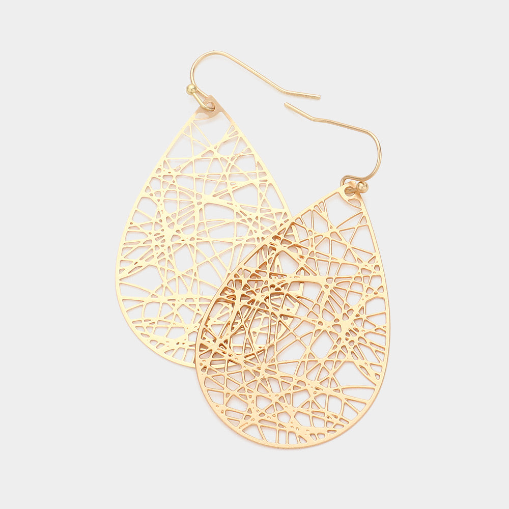 Madeline Love Matte gold Brass Metal Teardrop Dangle Earrings