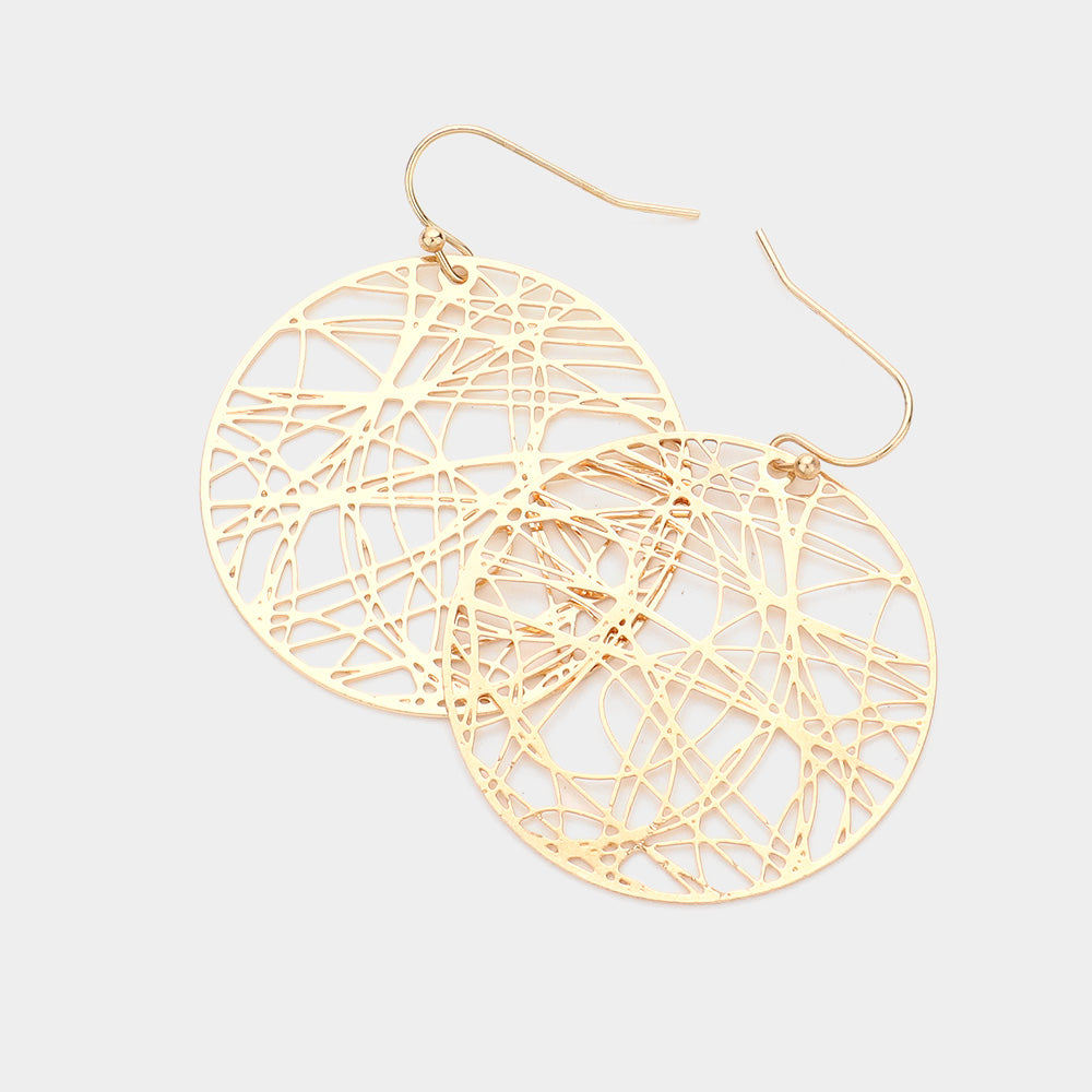 Madeline Love Gold Brass Metal Round Dangle Earrings