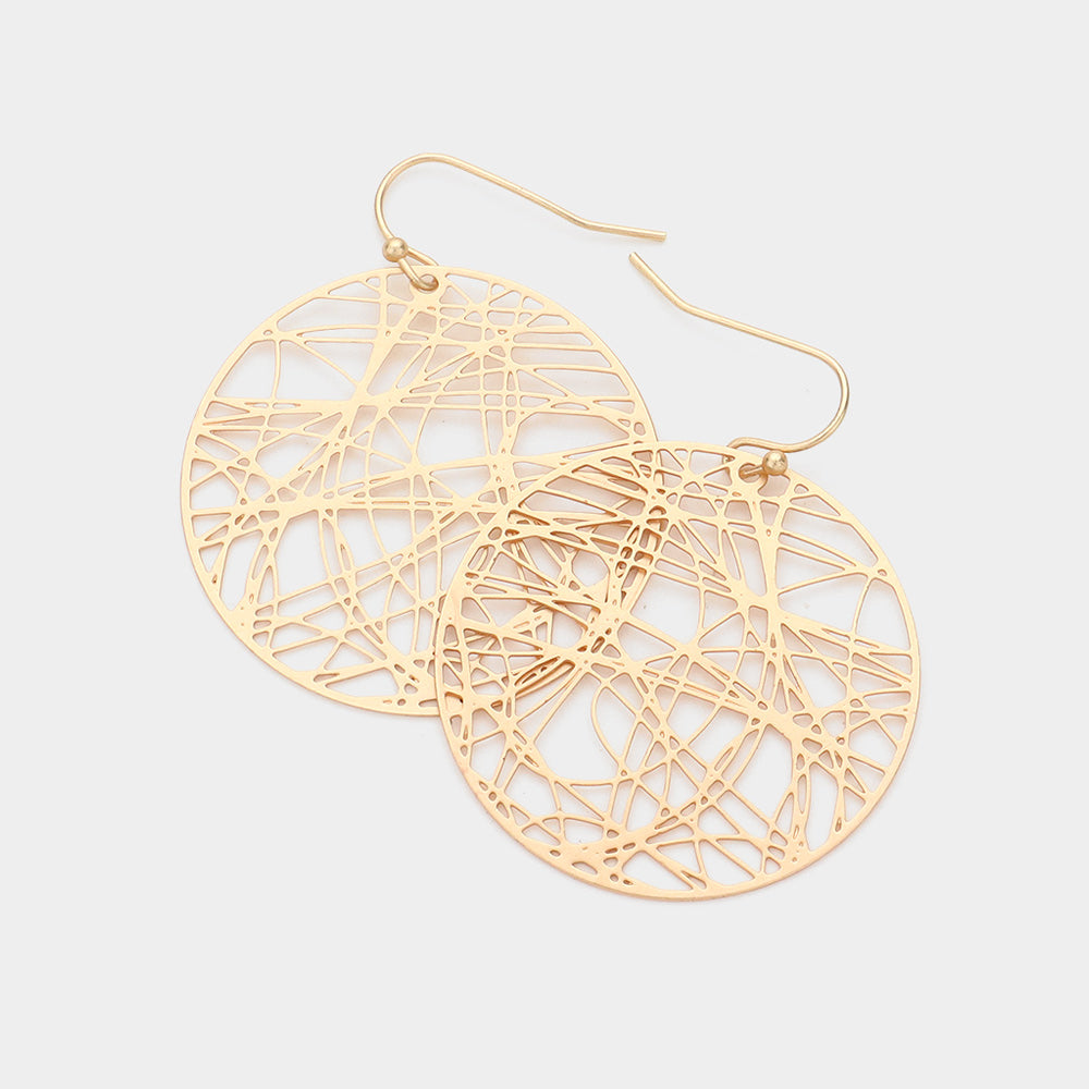 Madeline Love Matte gold Brass Metal Round Dangle Earrings