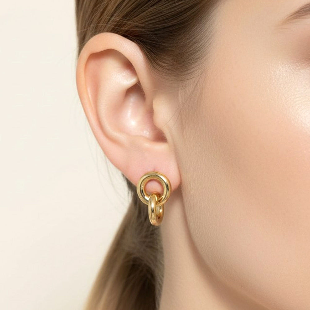 Madeline Love Gold 14K Gold Dipped Interlocking Double Loop Drop Earrings