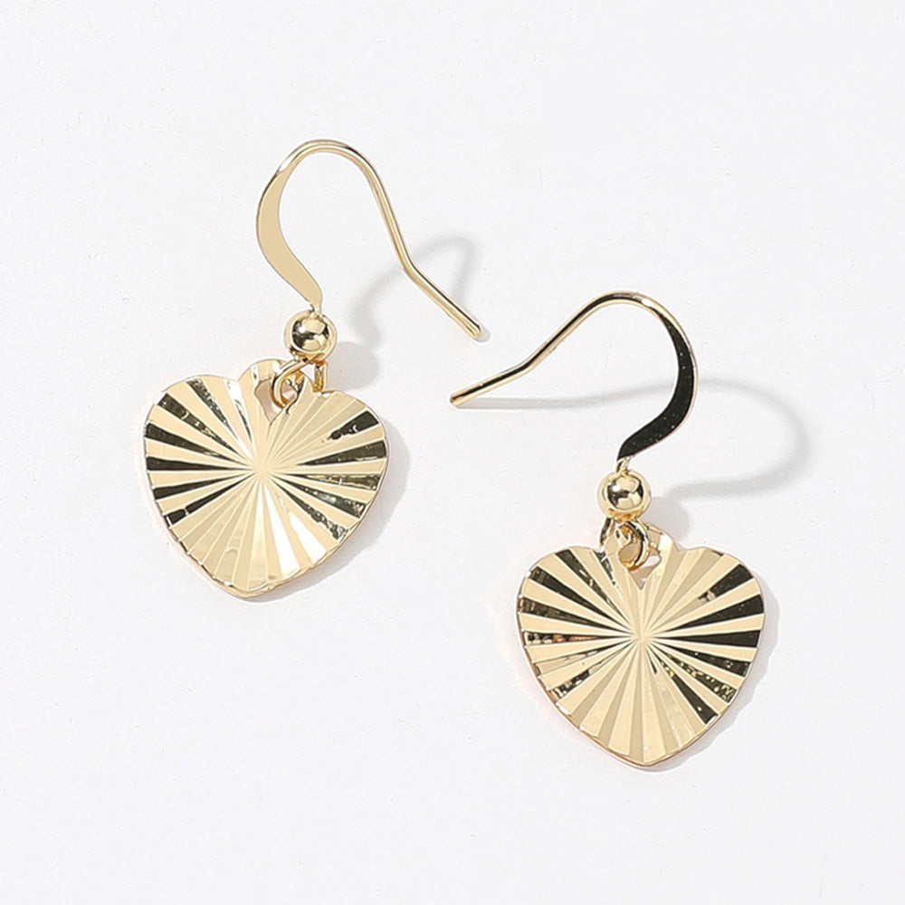 SECRET BOX_14K Gold Dipped Textured Heart Dangle Earrings