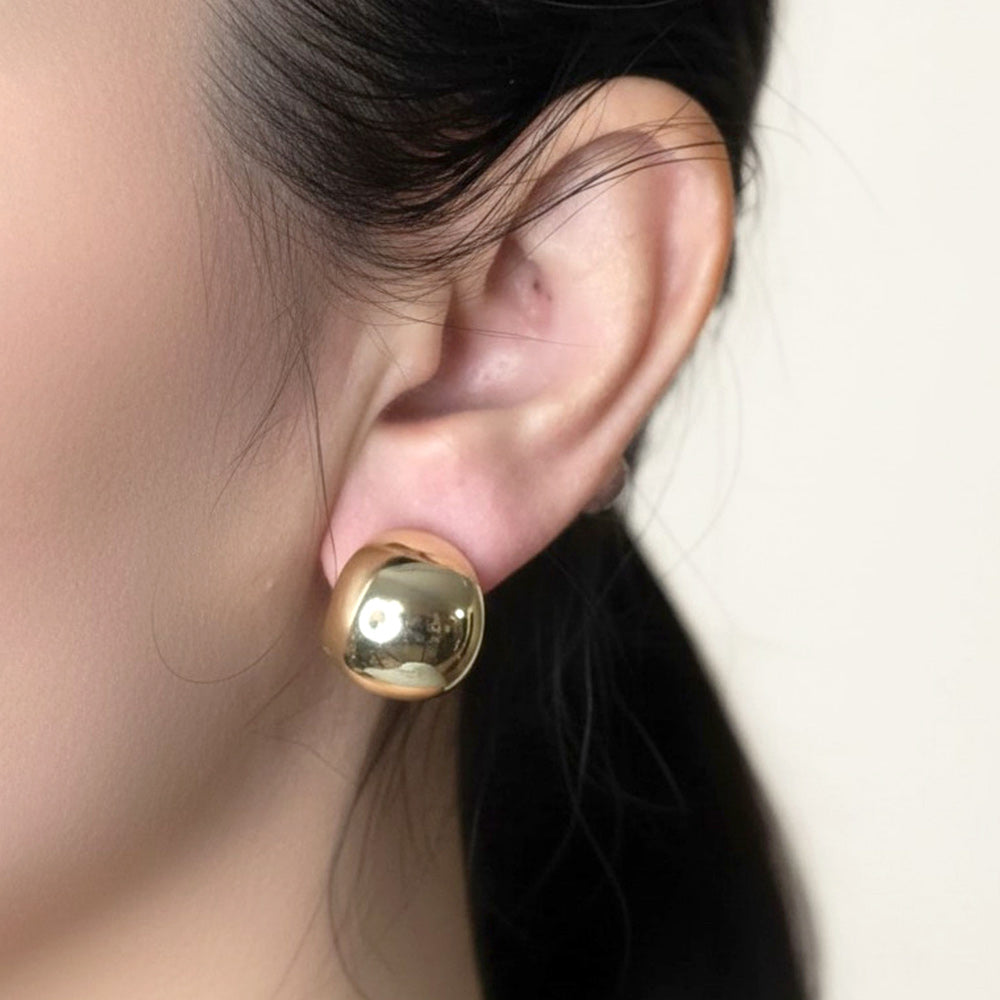 Madeline Love Gold 14K Gold Dipped Modern Dome Mini Hoop Stud Earrings