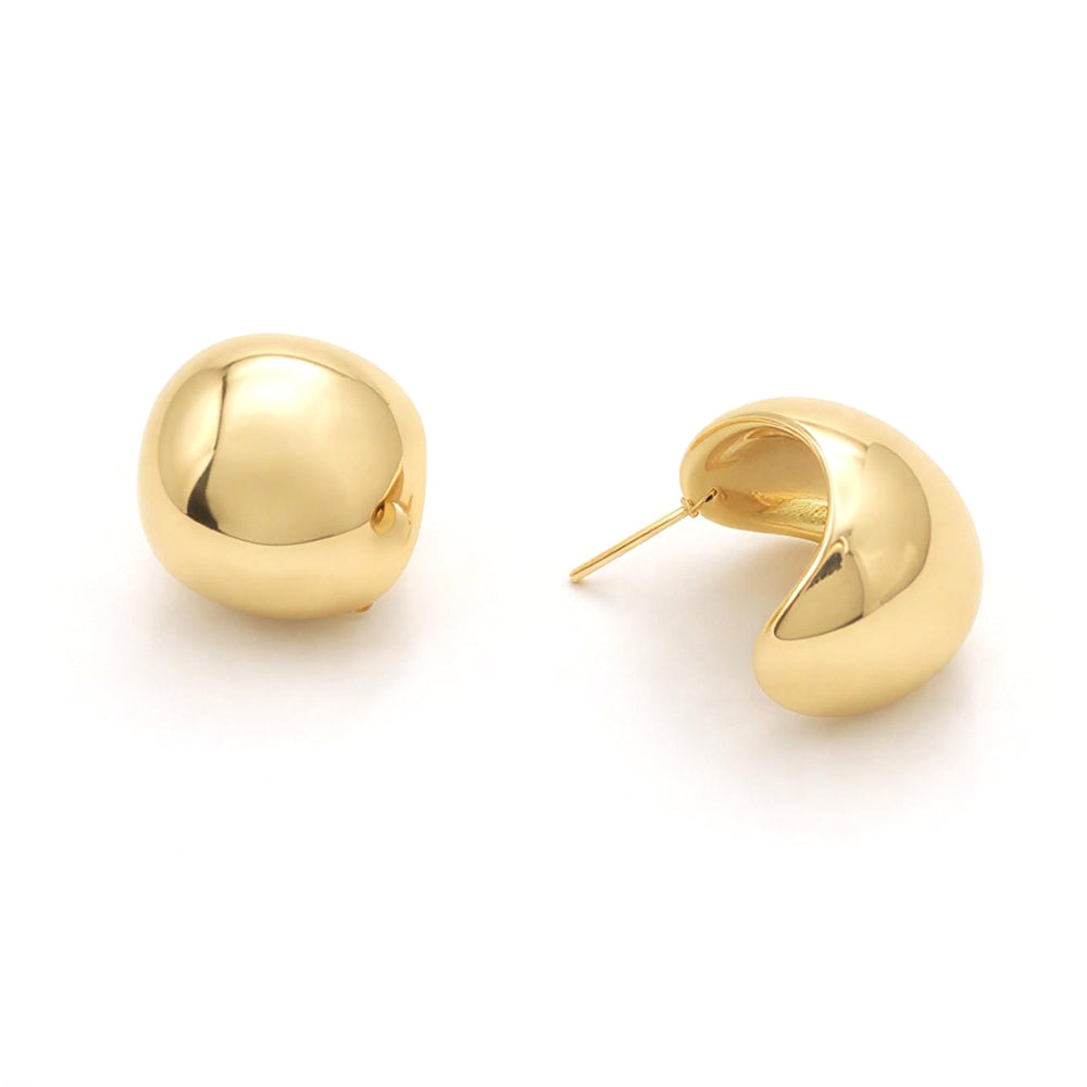 Madeline Love Gold 14K Gold Dipped Modern Dome Mini Hoop Stud Earrings - desc