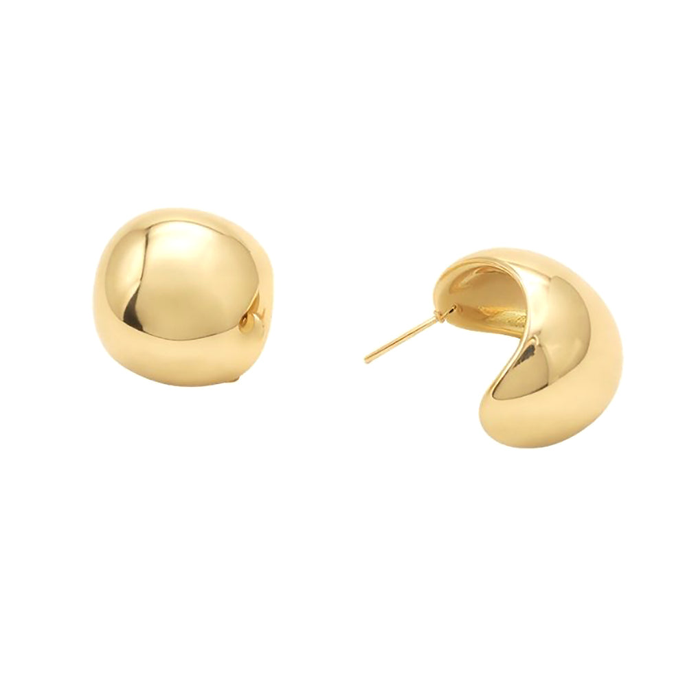 Madeline Love Gold 14K Gold Dipped Modern Dome Mini Hoop Stud Earrings - extra