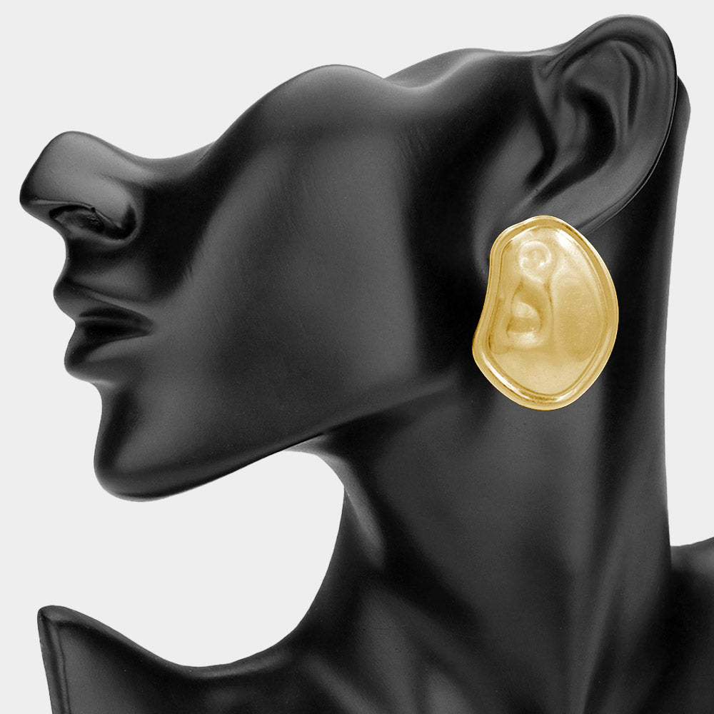 Madeline Love Gold Abstract Sculptural Organic Shape Metal Statement Earrings