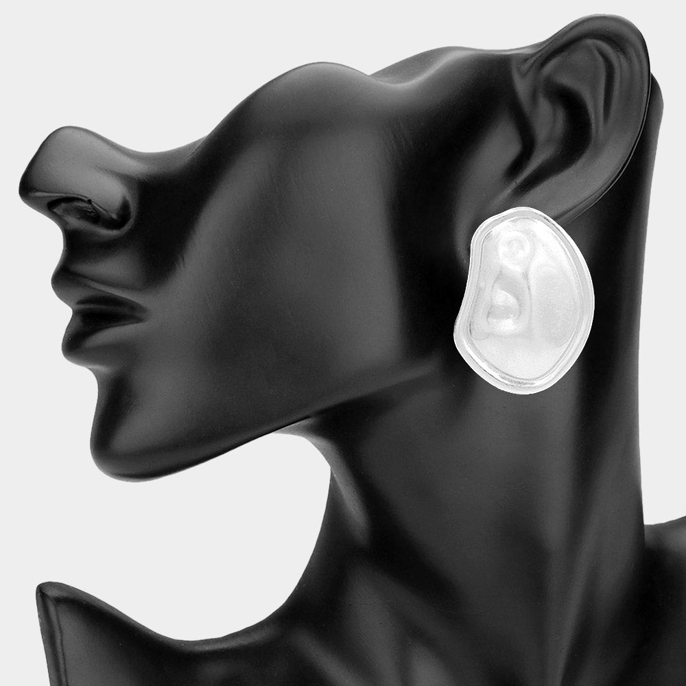 Madeline Love Silver Abstract Sculptural Organic Shape Metal Statement Earrings