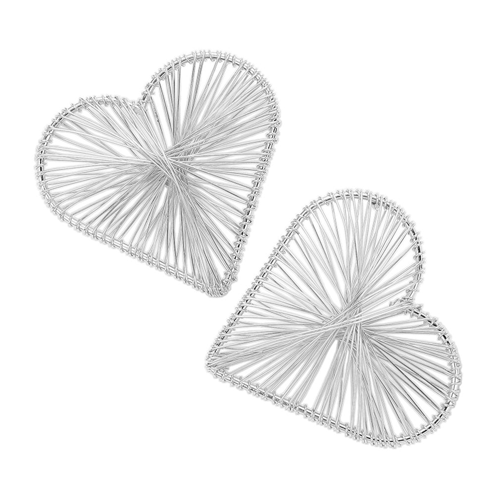 Oversized Metal Wired Heart Earrings