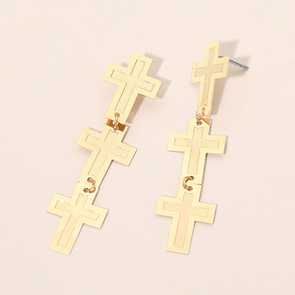 Madeline Love Gold Lightweight Triple Minimal Cross Link Drop Earrings