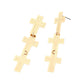 Madeline Love Gold Lightweight Triple Minimal Cross Link Drop Earrings - desc