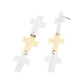 Madeline Love Two Tone Lightweight Triple Minimal Cross Link Drop Earrings - desc