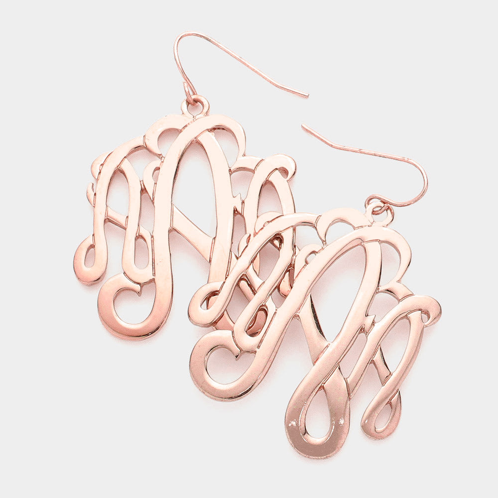 Madeline Love Rose Gold 'A' Monogram Initial Earrings