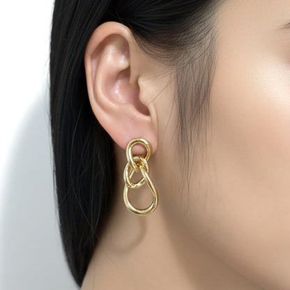 Madeline Love Gold 14K Gold Dipped Triple Interlocking Hoop Drop Earrings