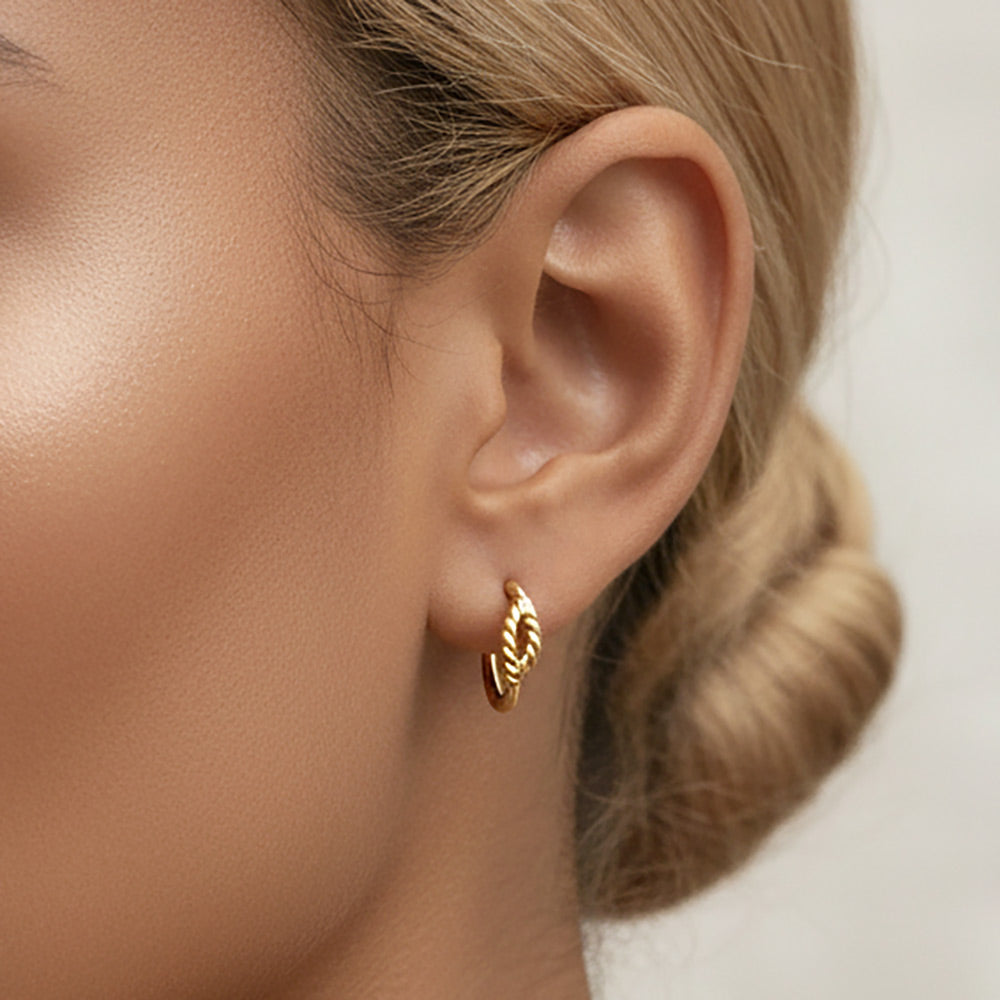 Madeline Love Gold 14K Gold Dipped Textured Mini Huggie Hoop Earrings