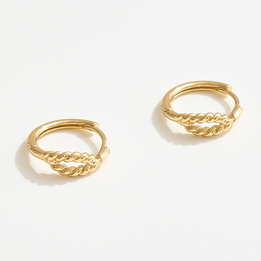 Madeline Love Gold 14K Gold Dipped Textured Mini Huggie Hoop Earrings - desc