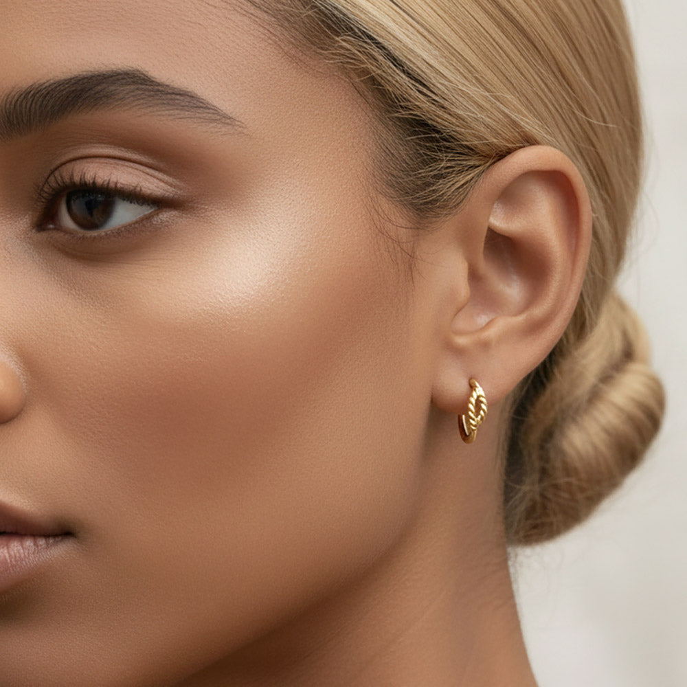 Madeline Love Gold 14K Gold Dipped Textured Mini Huggie Hoop Earrings - extra