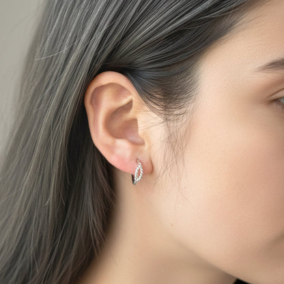 Madeline Love Silver, White Gold White Gold Dipped Textured Mini Huggie Hoop Earrings