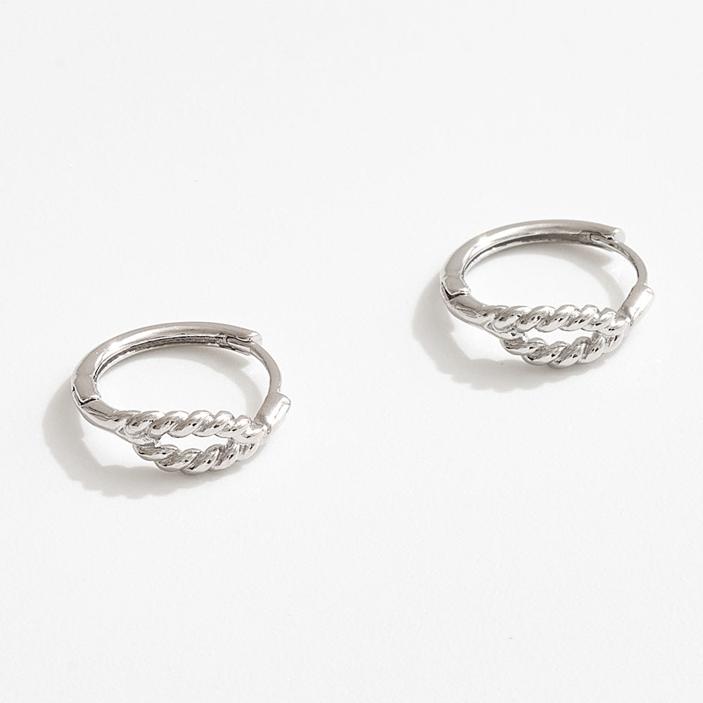 Madeline Love Silver, White Gold White Gold Dipped Textured Mini Huggie Hoop Earrings - desc