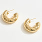 Madeline Love Gold 14K Gold Dipped Quilted Half Hoop Earrings - desc