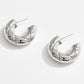 Madeline Love Silver, White Gold White Gold Dipped Quilted Half Hoop Earrings - desc