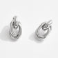 Madeline Love Silver, White Gold White Gold Dipped Double Oval Link Drop Earrings - desc