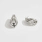 Madeline Love Silver, White Gold White Gold Dipped Layered Oval Statement Earrings - desc