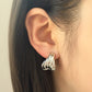 Madeline Love Silver, White Gold White Gold Dipped Layered Oval Statement Earrings - extra