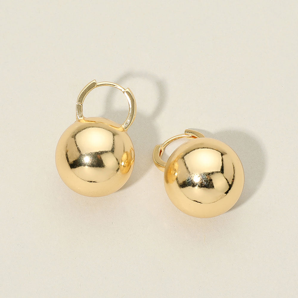 Madeline Love Gold Polished Metal Sphere Drop Huggie Hoop Earrings