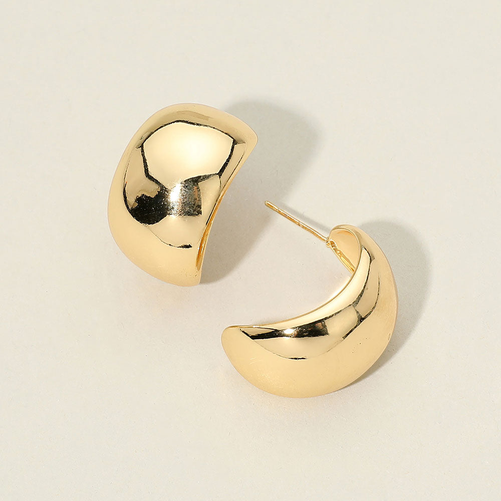 Madeline Love Gold Chunky Curved Half Metal Hoop Earrings