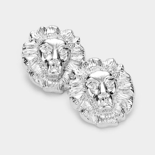 Madeline Love Rhodium Metal Lion Earrings