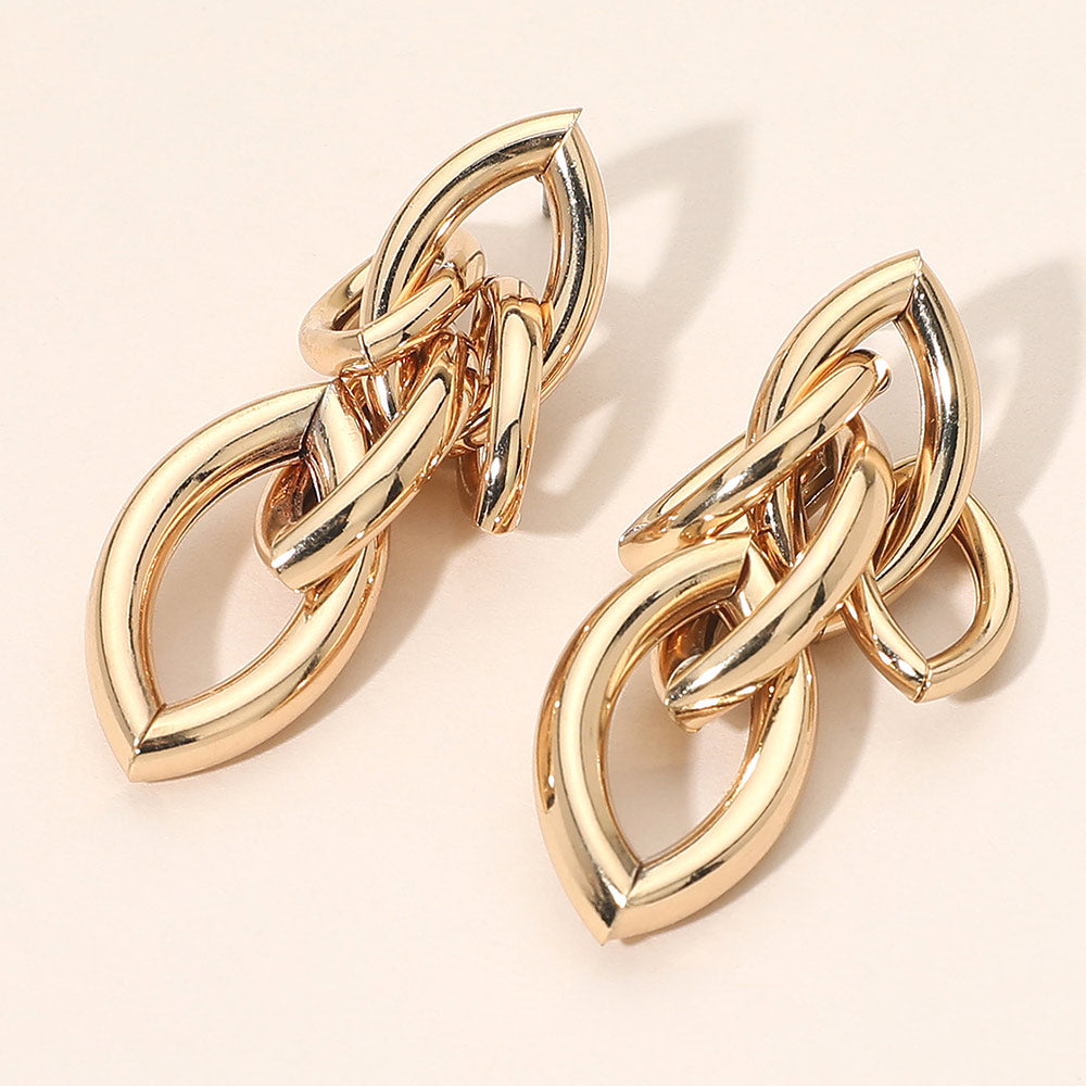 Madeline Love Gold Bold Interlocking Link Statement Earrings
